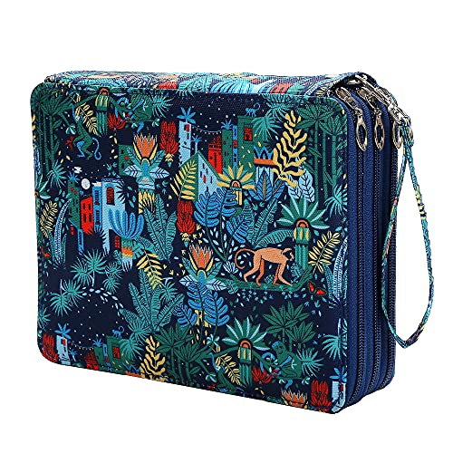 Jungle pencil case 120 Slots Oxford Fabric Pencil Case Slot Holds Pen Pencil Bag Organizer with Handy Wrap Portable- Multilayer Holder for Pencil Case Organizer for Artist - color: Monkey, size: 120