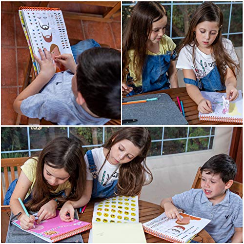 Activity Book for Girls and Boys - Premium Case Includes Large 60-page - 420 Stickers, Rainbow Scratch Papers, Reusable Stickers, Coloring Pencils, Numbers and Letters Stencil - Educational Toys Gift - color: Activity Book