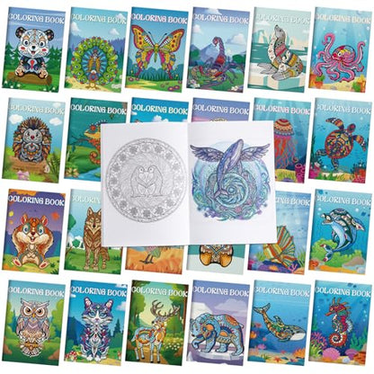 Liliful 24 pcs Undersea Mandala Coloring Book Bulk Intricate Marine Life & Mandala Design Coloring Books, Ideal for Party Favors, Goodie Bag Fillers & Creative Gifts - style: Undersea Mandala