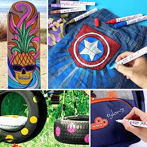 TFIVE Paint Pens Paint Markers Never Fade Quick Dry and Permanent,18 Color Oil-Based Waterproof Marker Pen Set for Rock Painting, Stone, Ceramic, Wood, Fabric, Plastic, Canvas, Glass, Mugs