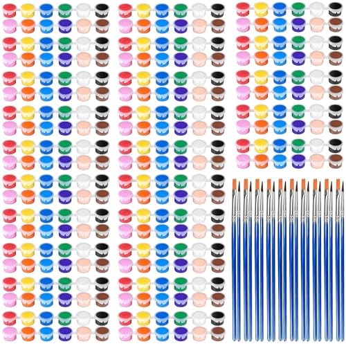 420 Pcs Washable Acrylic Paint for Kids Arts and Crafts, 30 Gouache Watercolor Paint Sets of 12 Colors for Party Classroom Painting Supplies, 30 Flat and 30 Pointed Brushes - color: COLOR-2
