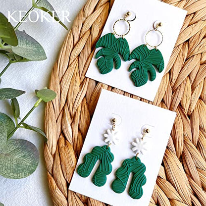 Keoker Polymer Clay Texture Sheets, Clay Texture Mat for Making Earrings Jewerly, Polymer Clay Earrings Tools (Leaf A) - color: Leaf A