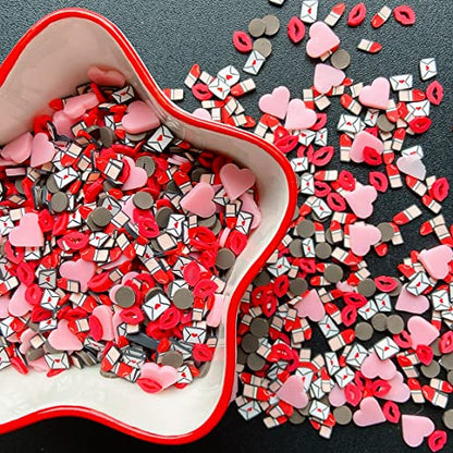EHOPE Fake Sprinkles Clay Sprinkles Polymer Clay Slices for Nail Art DIY Crafts Cake Phone Case (40G-Letter+Lips-45) - color: 45-Letter+Lips