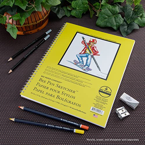 Bee Paper 8.5" x 11" Bee Pen Sketcher Paper Pad, 50 Sheets - size: 8-1/2-inch x 11-inch, 50 Sheet Wire Bound Pad