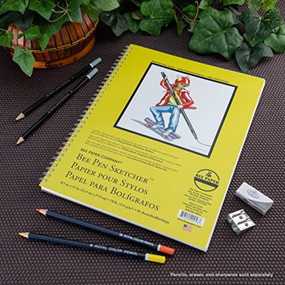 Bee Paper 8.5" x 11" Bee Pen Sketcher Paper Pad, 50 Sheets - size: 8-1/2-inch x 11-inch, 50 Sheet Wire Bound Pad