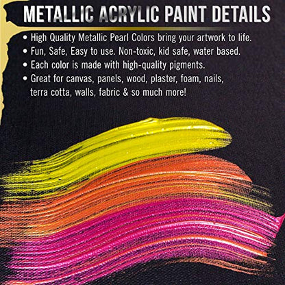 U.S. Art Supply 36-Color Metallic Acrylic Paint Set - 18ml Tubes - Acrylic Paint for Canvas Painting, Wood Crafts & Rock Painting - Color Mixing Wheel - style: 36 Colors