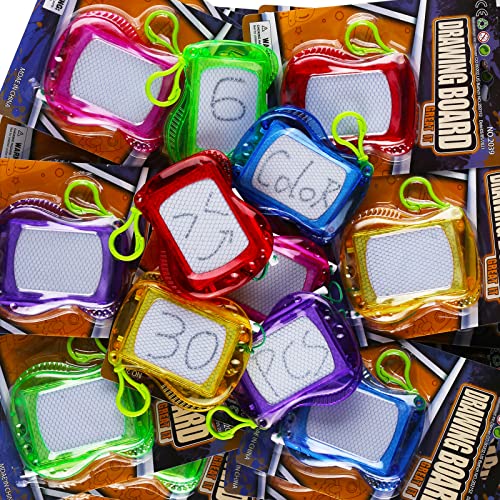 30 Pack Mini Magnetic Drawing Board for Kid(6 Colors), Keychain Clip Doodle sketch Writing Pad Goody Bag Filler, Toy Bulk for Toddler Rainbow Birthday Party Favor Classroom Supplies Treasure Box Prize