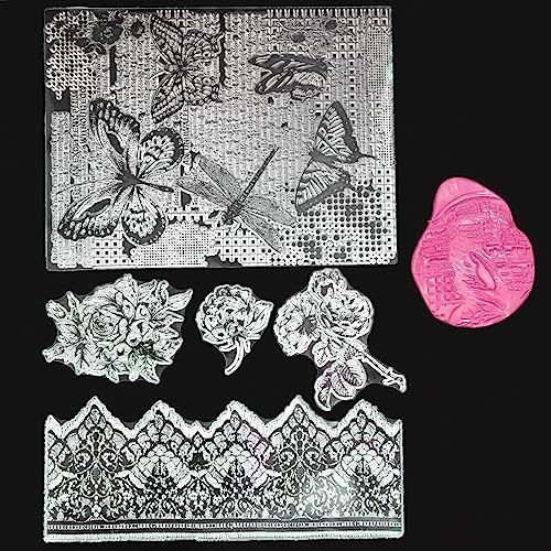 Premium Silicone Texture Stamp Sheets for Polymer Clay Jewelry and Clay Earrings - Set of 3 Floral and Unique Patterns - Easy to Use and Clean (Group 2) - color: Group 2