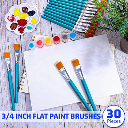 Zonon 30 Pieces Paint Brushes Bulk Small Flat Top Acrylic Oil Paint Brush for Artists Mini Touch up Crafts Detail Painting(3/4 Inch,Blue) - color: Blue, size: 3/4 Inch