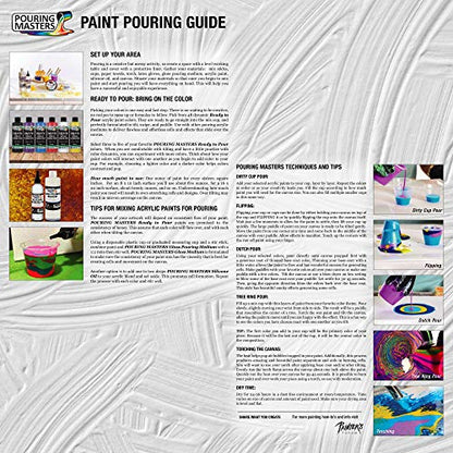 Pouring Masters 48-Color Ready-to-Pour Acrylic Pouring Paint Set: Premium Pre-Mixed, Silicone Oil & Gloss Medium, 2 oz & 8 oz Bottles, for Canvas, Wood & Crafts - size: 48 Count (Pack of 1)