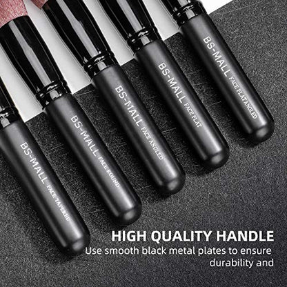 Makeup Brushes BS-MALL Premium Synthetic Foundation Powder Concealers Eye Shadows Makeup 14 Pcs Brush Set, Rose Golden, with Case (Black) - color: Black