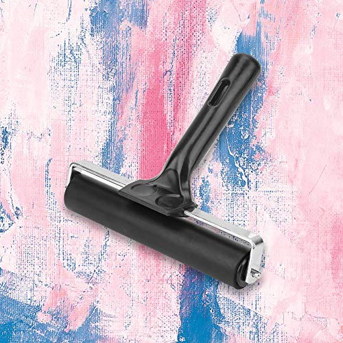 AUNMAS Rubber Brayer Roller 15 cm, Even Ink Spread Nonslip Handle Easy Grip for Printmaking Painting Stamping Smooth Surface Application Large Area Coverage Small Studio Use