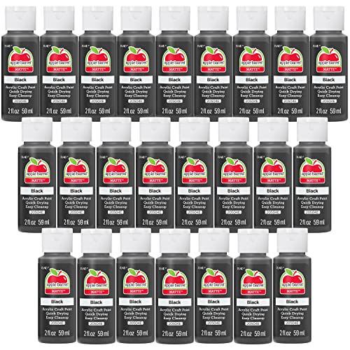 Apple Barrel Acrylic Paint in Assorted Colors, Black (Pack of 24) 2 oz, JA20504B- (Pack of 24) - color: Black, size: 2 Fl Oz (Pack of 24)