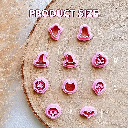 KEOKER Halloween Polymer Clay Cutters - 10 Shapes for Jewelry, Earrings, Pumpkin - Studs Included - color: Studs Clay Cutters