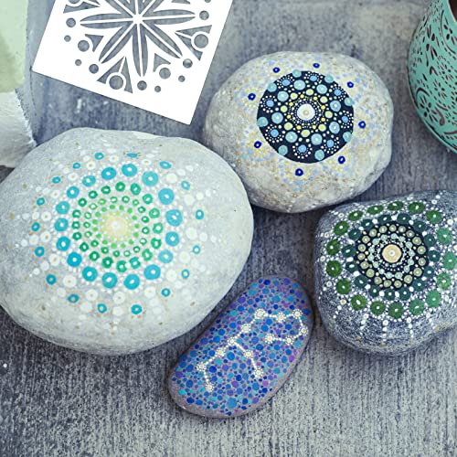 56 Pcs Mandala Stencils for Painting, 3.6x3.6 Inch Reusable Abstract Layering Stencils for Crafts Painting on Wood Floor Window Drawing Card Cake Rock Decoration - style: Small Mandala Stencils