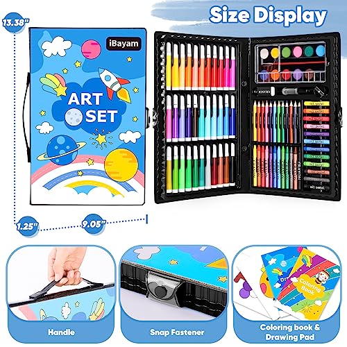 iBayam Art Supplies, 149-Pack Drawing Kit Painting Art Set Art Kits Gifts Box, Arts and Crafts for Kids Girls Boys Adult Artist, with Coloring Book, Crayons, Pastels, Pencils, Watercolor Pens & Cakes - color: Black