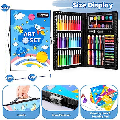 iBayam Art Supplies, 149-Pack Drawing Kit Painting Art Set Art Kits Gifts Box, Arts and Crafts for Kids Girls Boys Adult Artist, with Coloring Book, Crayons, Pastels, Pencils, Watercolor Pens & Cakes - color: Black