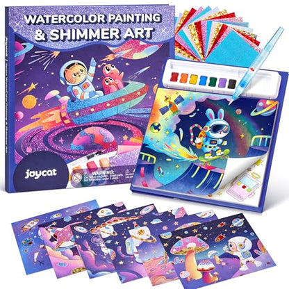 JoyCat Paint with Water Coloring Books, Art & Craft Activity, No Mess Art for Kids Ages 4-8, Craft Kits & Supplies, DIY Creative Activity, Gifts for Girls & Boys (Space) - style: Space