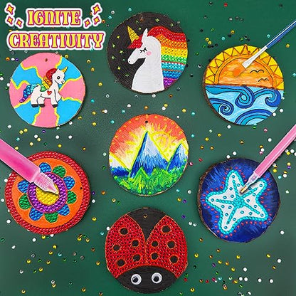 klmars Kids Wooden Painting Kit-Glow in The Dark-Arts & Crafts Gifts for Boys Girls Ages 5-12-Craft Activities Kits - Creative Art Toys for 5, 6, 7, 8, 9, 10, 11 & 12 Year Old Kids - color: Glow in the Dark
