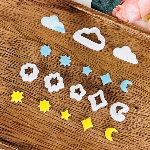 Xaekicr 6 PCS Sky Theme Polymer Clay Cutters Set – Cloud Moon Star Shapes Clay Cutters for Polymer Clay Molds, Jewelry DIY Clay Tools - color: Y color