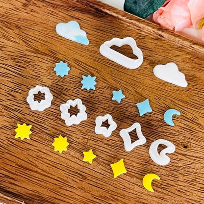 Xaekicr 6 PCS Sky Theme Polymer Clay Cutters Set – Cloud Moon Star Shapes Clay Cutters for Polymer Clay Molds, Jewelry DIY Clay Tools - color: Y color