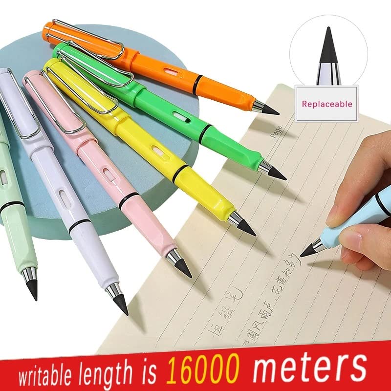 Pencil with 3 Replaceable Tip Set Writing No Ink Pen Office School Supplies Stationery(white-Dinosaur Doodle4) - color: white-Dinosaur Doodle4