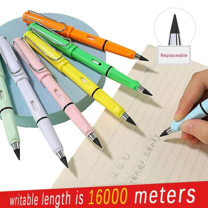 Pencil with 3 Replaceable Tip Set Writing No Ink Pen Office School Supplies Stationery(white-Dinosaur Doodle4) - color: white-Dinosaur Doodle4