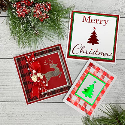The Crafters Workshop Stencils, Reusable for Crafts, Art, Greeting Cards, Paint or Mixed Media, 2 Pk, 6" x 6", Merry Tree/Reindeer Joy - style: Merry Tree / Reindeer Joy