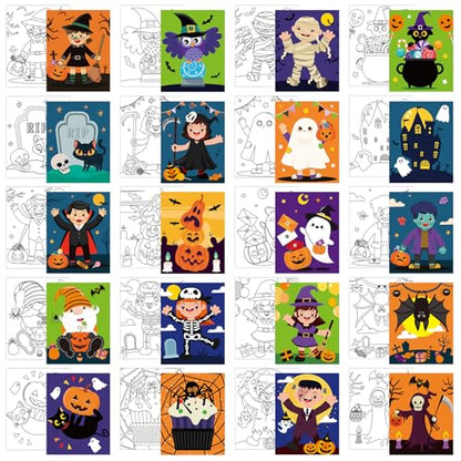 Sherr 20 Pcs Stretched Pre Drawn Canvas Afro Queen Black Art for Painting for Adults Outline Pre Drawn Stretched Cotton Canvas to Paint Party Set, 8 x 10''(Halloween) - style: Halloween