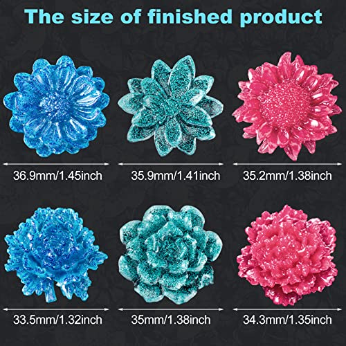 6pcs Mini Mirror Flower Resin Mold, PAGOW Silicone 3D Flower Crystal DIY Casting Molds, for Earring, Jewelry Pendants Making Tool（6 Different Size） - size: 6 PCS