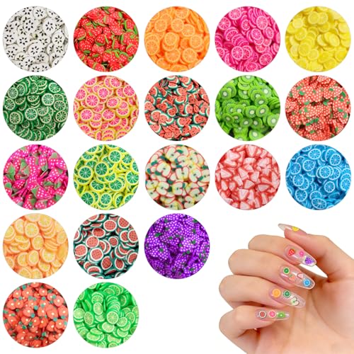 10000 pcs (20 Styles) Fruit Clay Slices, VEINARDYL Nail Art Slices Charms 3D Polymer Clay for DIY Crafts Resin Slime Making Cellphone Decoration - color: Fruit theme - 10000pcs