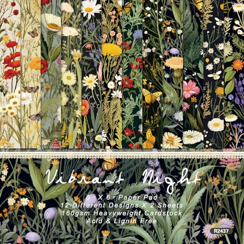 Vintage Scrapbook Paper 6X6, Single-Sided Patterned Cardstock Pads, Scrapbooking junk journal Supplies, Decorative Craft Paper for Card Making, Cottagecore, Picture Art Collage, Greeting Cards-24 Pcs - color: R2347, size: 6"×6"