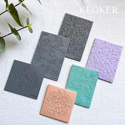 Keoker Polymer Clay Texture Sheets, Clay Texture Mat for Making Earrings Jewerly, Polymer Clay Earrings Tools (All-3 pcs) - color: All-3 pcs