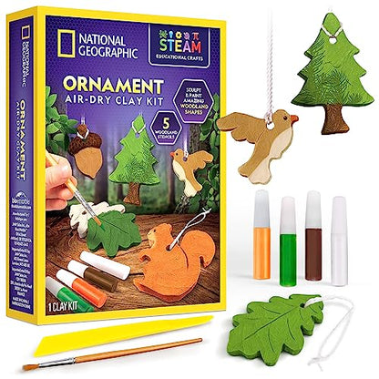 National Geographic Kids Ornament Air Dry Modelling Clay - Self Hardening Clay with Stencils and Tools | STEM Activity Gifts for 8+ Year Old Boys and Girls - color: Ng Air-dry Clay Ornaments