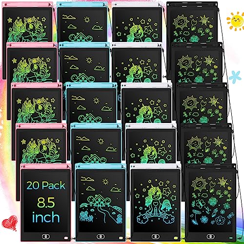 Zhehao 20 Pack LCD Writing Tablet for Kids: 8.5 Inch Colorful Drawing Doodle Boards - Reusable Erasable Doodle Board Educational Learning Toys Gifts for Toddlers Ages 3-8 Party Favors(Pastel,Cute) - color: Pastel, style: Cute