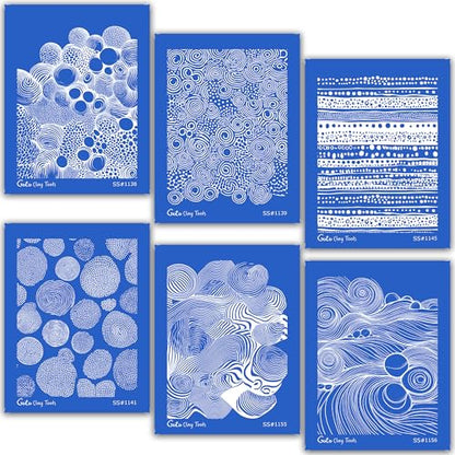 Polymer Clay Transfer Paper & Silk Screen Kit | 14 Piece Zentangle Design Bundle | 8 Water Soluble Transfer Sheets & 6 Reusable Silk Screens for Clay Earrings Jewelry Making Zen KIT - color: ZENTANGLE-KIT