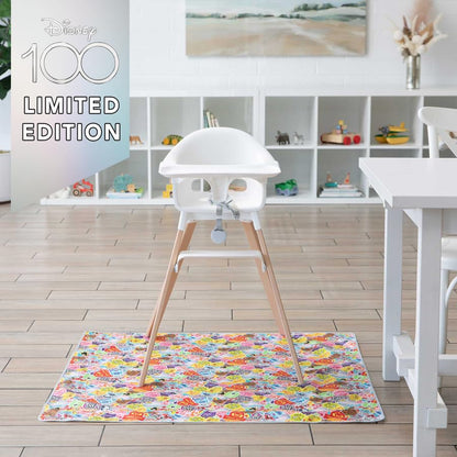 Bumkins Disney Baby Splat Mat for Under High Chair, Babies Toddlers Eating Mess Mat, Waterproof Reusable Cloth for Arts and Crafts, Play Mat for Kids, Fabric 42inx42in, 100 Years of Fun - color: D1 100 Happy Faces