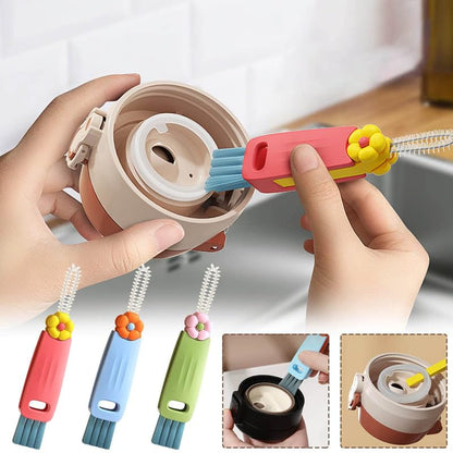 3 in 1 Cup Lid Cleaning Brush, 2024 New Crevice Cleaning Brush Set for Baby Bottle Gap Tight Spaces Cup, 3 in 1 Multifunctional Cleaning Brush Portable Cup Lid Cleaner with Brush(D) - color: D1