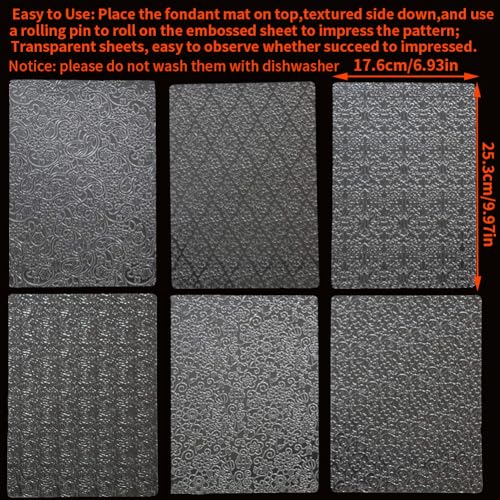 6PCS Texture Mat Stencil Molds Biscuit Cake Mold Floral Texture Fondant Transparent Printing Mould Baking Cake Decoration