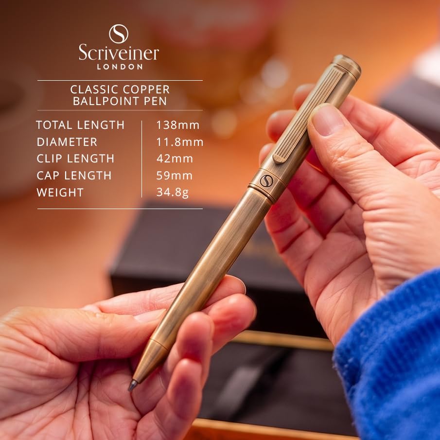 Scriveiner Bronze Ballpoint Pen - Stunning Luxury Pen, Schmidt Black Refill, Best Ball Pen Gift Set for Men & Women, Professional Executive Office, Nice Fancy Designer Pens - color: 8. Bronze