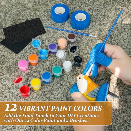 Wood Carving Kit, 37pcs Wood Carving Tools with 12 Color Paint, Wood Whittling Kit with 4pcs Templates & Users Guide for Beginners37Pcs Wood Carving Kit with Storage Bag
