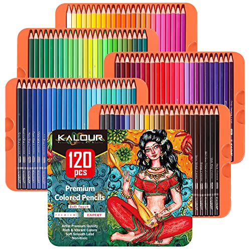 KALOUR Professional Colored Pencils,Set of 120 Colors,Artists Soft Core with Vibrant Color,Ideal for Drawing Sketching Shading,Coloring Pencils for Adults Artists Beginners - size: 120 Count (Pack of 1)