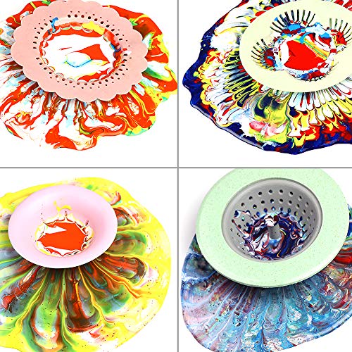 Acrylic Pouring Strainers, Flow Painting Tools Christmas DIY Kits Drawing Sets Flower Strainers Plastic Silicone Drain Basket Unique Pattern Train Art Supplies-5 P