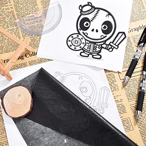 100 Pcs Carbon Transfer Paper with 5 Pcs Embossing Styluses Tools 11.7 X 8.3 Inch Copy Paper for Tracing Pattern on Wood Paper Canvas Cloth (Black) - color: Black