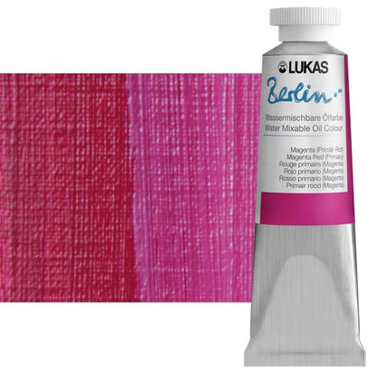 Lukas Berlin Pro Artists Water Mixable Oil Paint 37 ml Tube Magenta Red (Primary), Water Soluble, Lightfast Pigments, Quick Drying, Easy Clean-Up, Eco-Friendly, Professional Quality, 40 Color Range - color: Magenta Red (Primary), size: 1.25 Fl Oz (Pack of