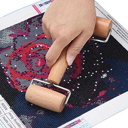 2-In-1 Style Pastry Pizza Roller Wood Brayer Wooden Rolling Pin 5D Diamond-Paint Art Wood Roller for Baking or Ceramic Pottery Clay Working