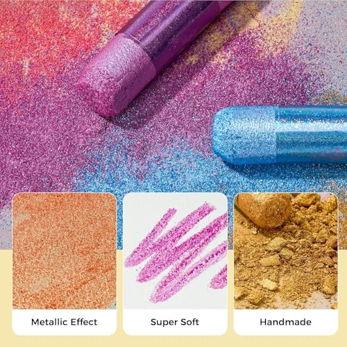 LIGHTWISH Handmade Metallic Soft Pastel Set 24 Colors,Super Soft & Blendable Chalk Pastel Sticks for Drawing Painting Blending