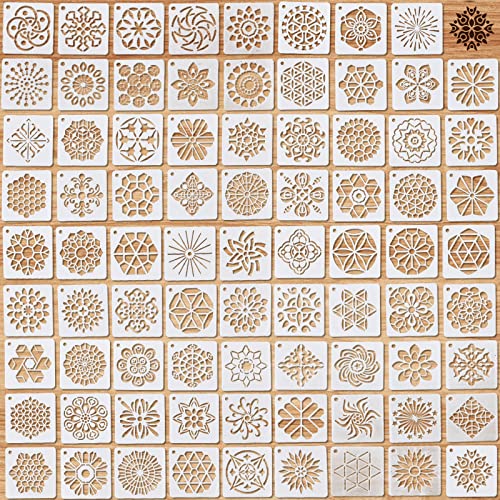 80 Pieces Mandala Stencils for Painting 3 x 3 Inch Mandala Painting Craft Stencils Reusable Templates for Wood Rocks Furniture Wall Floor DIY Art Projects Fabric Tile - style: Mandala
