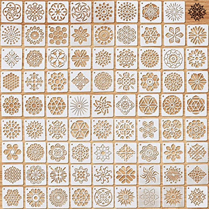 80 Pieces Mandala Stencils for Painting 3 x 3 Inch Mandala Painting Craft Stencils Reusable Templates for Wood Rocks Furniture Wall Floor DIY Art Projects Fabric Tile - style: Mandala