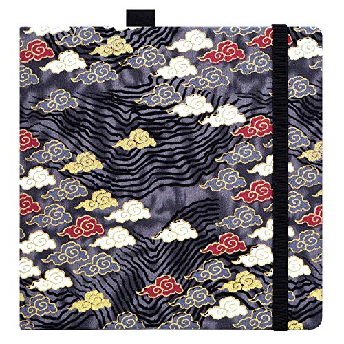Square 8.2x 8.2 inches 165gsm Colored Pencil Paint Journal Hardbound 128pgs（64 Sheets Front Back Cold Pressed）Travel for Colored Pencil Sketch Doodles Handmade Cloth Cover Notebook Red Cloud A15 - color: L-red cloud